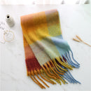 2022 New Women Plaid Scarf Winter Pashmina Shawls Cashmere Thick Wraps Lady Tassel Warm Scarves Rainbow Hairy Bufanda