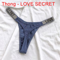 Sexy Women Pantie Crystal Rhinestone Letter Secret Underwear Fitness Gym Love Thongs Low Rise Tanga Female Push Up Lingerie