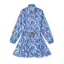 2022 Fashion Women Pleated Dress Party Drawstring Dresses Long Sleeve Female Street Outfit Floral Printed Elegant Casual Summer