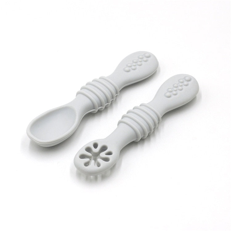 Baby Meal Spoon Set Food Grade Silicone Sticky Spoon Children Sticky Spoon Soup Spoon Fruit Color Silicone Training Spoon