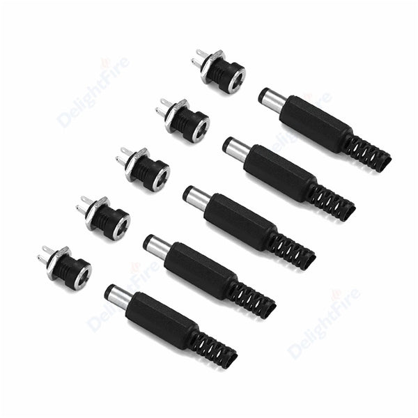 12V 3A 5.5mm 2.1mm Plug Socket DC Connectors DC Power Socket Male Female Jack Screw Nut Panel Mount DC Power Adapter Connector