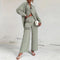 Summer Fashion Printed Loose Long Sleeves Shirts Straight Pants Two Piece Suits New Streetwear Women&