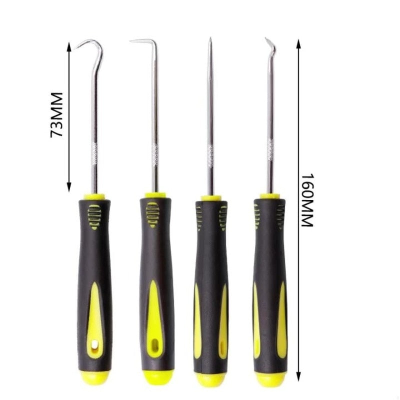 4 Pieces Long Pick &amp; Hook Set Gasket Puller Pick Tools for Removing Car Auto Oil Seal O-Ring Seal