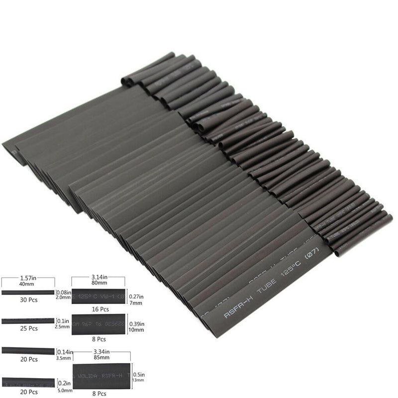 100Pcs Heat shrink tube kit Insulation Sleeving Polyolefin Shrinking Assorted Heat Shrink Tubing Wire Cable