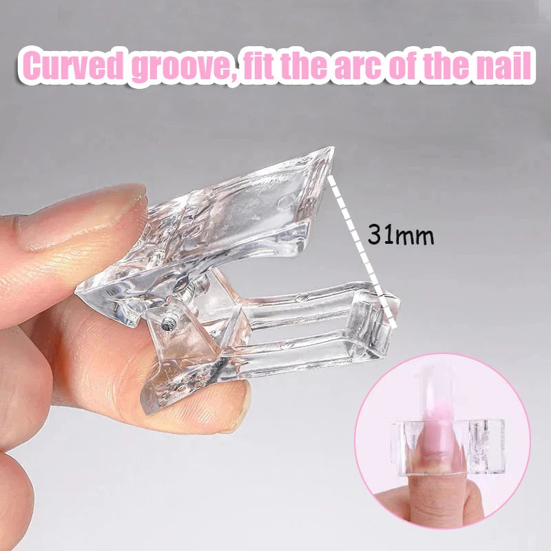 Acrylic Nail Clip Transparent Gel Quick Building Nail Tips Clips Fingernail Extension UV Clamps Manicure Art Builder Tools Set
