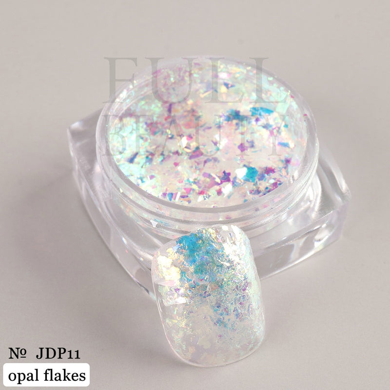 Crystal Fire Opal Flakes Nail Sequins Purple Holographic Glitter DIY Chrome Powder for Spring Nails Manicure Paillettes GL1857