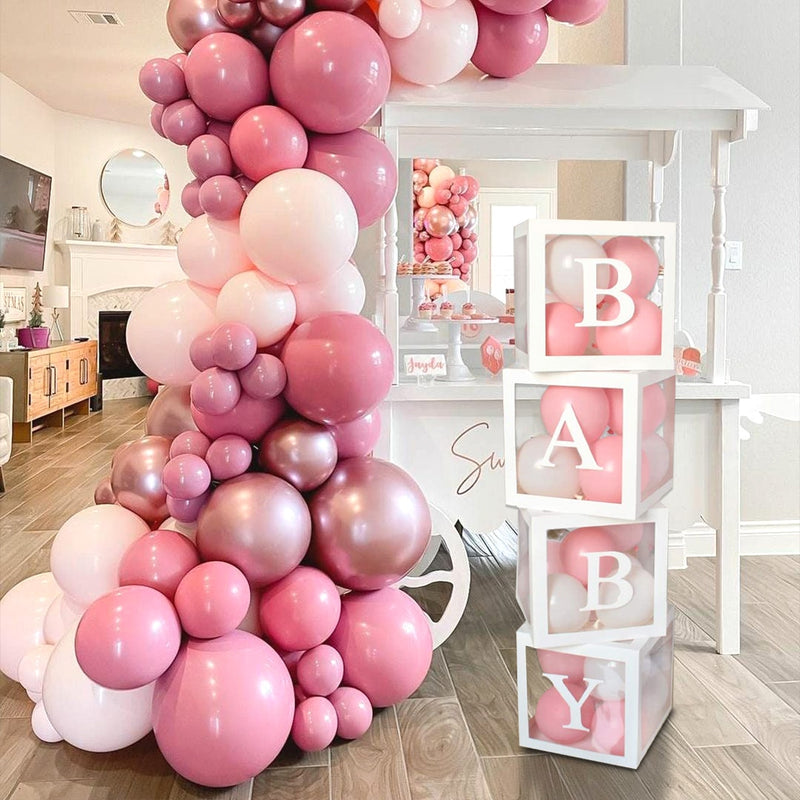Baby Shower Box Custom Alphabet Name Transparent Balloon Box Birthday Party Decoration Kids DIY Wedding Baby Shower Suppiles