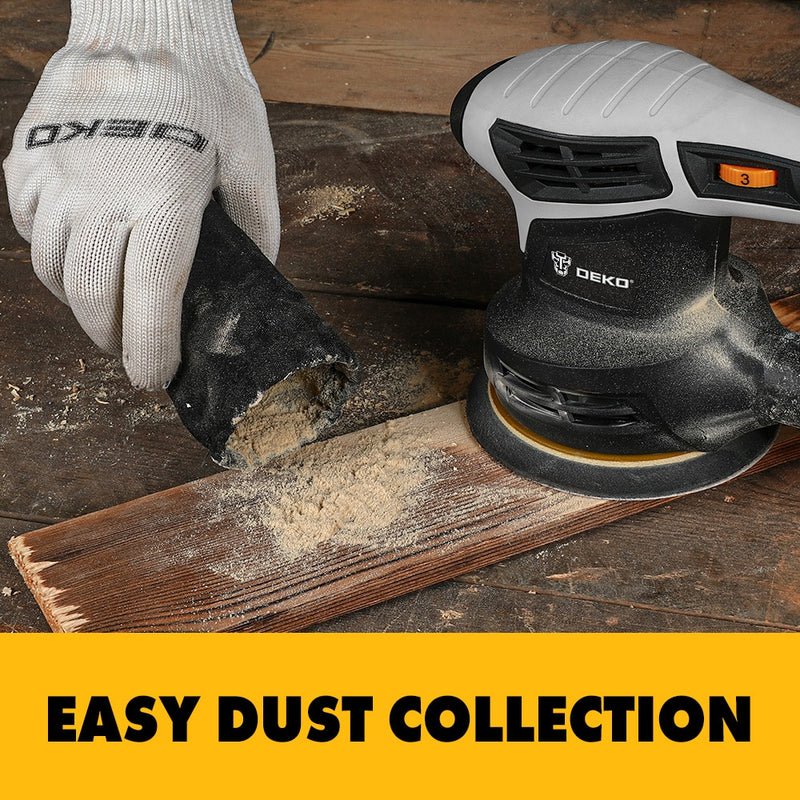 DEKO 280W/320W/350W Random Orbit Sander with 8 Hole 125mm Sandpaper and Variable Speed Sander Power Tools (DKSD28Q1)