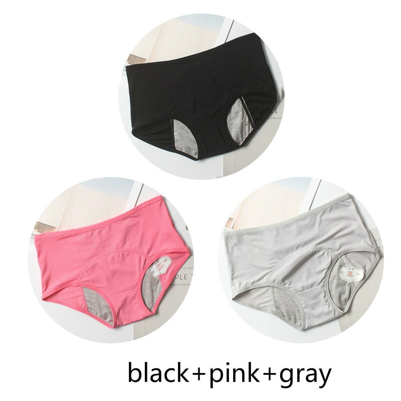 3pcs Leak Proof Menstrual Panties Physiological Pants Women Underwear Period Comfortable Waterproof Briefs