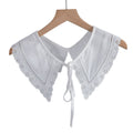 Royal Style Cotton Fake Collar Shawl Wrap Hollow Out Floral Lace Ruffled Trim Necklace Pointed Triangle Lapel Blouse