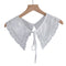 Royal Style Cotton Fake Collar Shawl Wrap Hollow Out Floral Lace Ruffled Trim Necklace Pointed Triangle Lapel Blouse