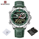 NAVIFORCE Luxury Gold Watches For Men Casual Sports Chronograph Alarm Quartz Wrist Watch Leather Waterproof Digital Clock 9163
