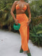 Cryptographic Bandage Cut Out Sexy Halter Neck Top and Skirts Set Gathered Elegant Club 2022 Summer Outfits Split Two Piece Set