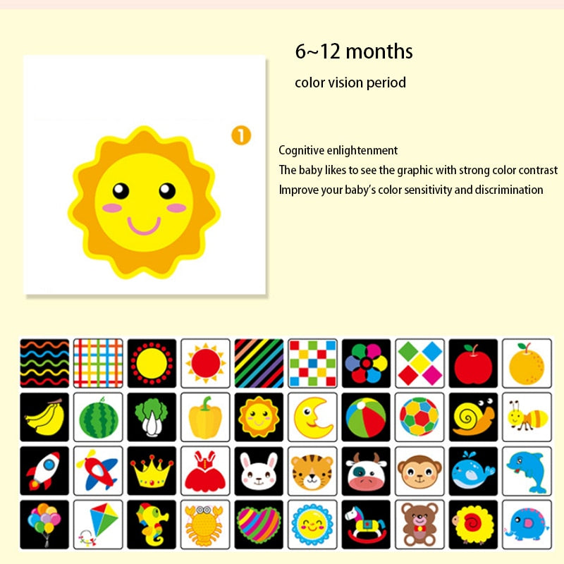 Montessori Baby Visual Stimulation Card Toys Black White Flash Cards High Contrast Visual Stimulation Learning Montessori Cards