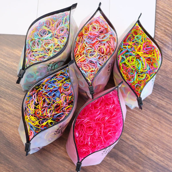1000PCS Disposable Rubber Band Hairband For Children  Ponytail Hairs Ties Colourful Elastic Hair Bands Baby Hair Accessories