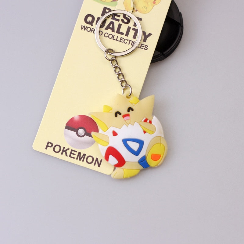 Pokemon Anime Marowak Abra Gengar Ponyta Porygon Alloy Silicone Keychain Accessories Pendant Bag Key Ring Pendant Birthday Gifts