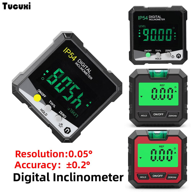 4*90° Digital Level Protractor Inclinometer Magnetic Base Digital Angle Gauge with Backlights Level Tester Measuring Tools New