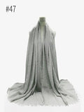 Pleated Plain Hijab Scarf Muslim Women Cotton Crinkle Headband Veil Scarves 2021 Fashion Islamic Headscarf Head Wraps Turban