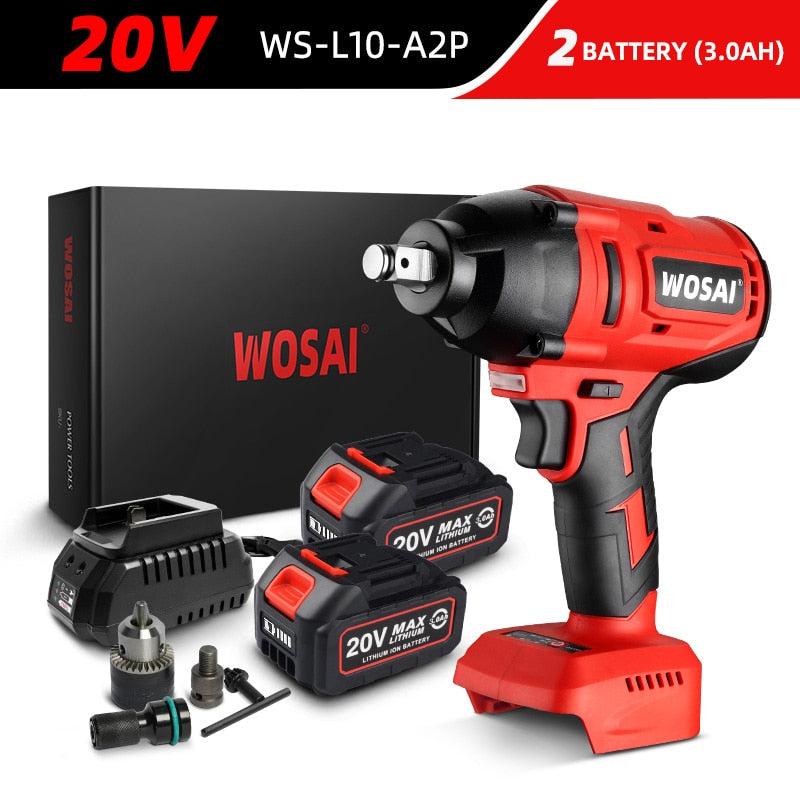WOSAI 20V Electric Impact Wrench 600N.m Brushless Wrench Rechargeable 1/2 inch Li-ion Battery For Car Tires Cordless Power Tools