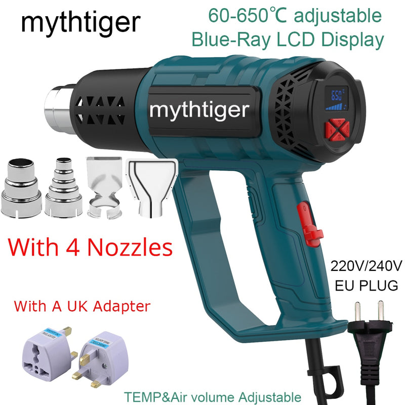 Heat Gun 2000W Professional Hot Air Gun with 2 Temperature Modes Hands-Free Stand Built-in Ideal for Stripping Paints Soldering