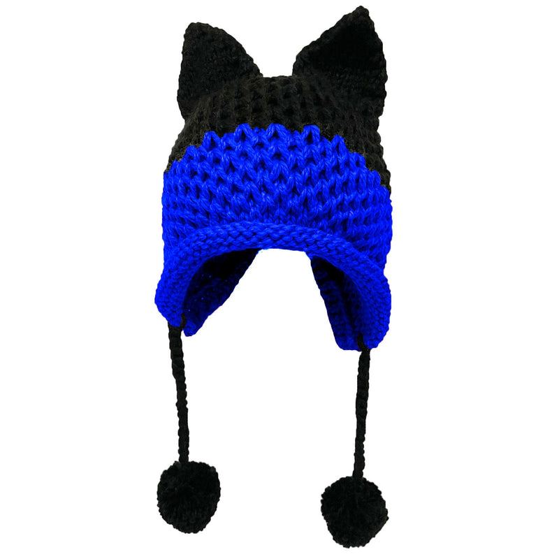 BomHCS Cute Fox Ears Beanie Winter Warm 100% Handmade Knit Hat