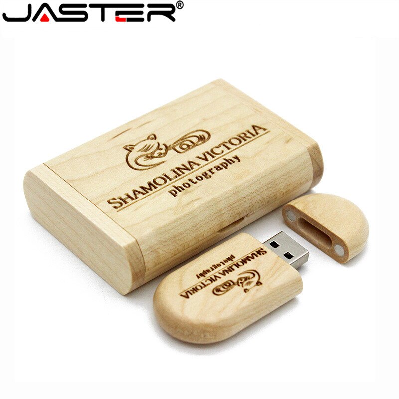 JASTER USB Flash Drive 128GB Memory Stick 2.0 Wooden Free Logo Personal Customized Pendrive 4GB 8GB 16GB 32GB  64GB Wedding Gift