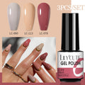 LILYCUTE 3 PCS Gel Nail Polish Set Nude Pink Glitter Sequins Matte Effect Gel Long Lasting Base Top Coat Nail Art Design Hybrid