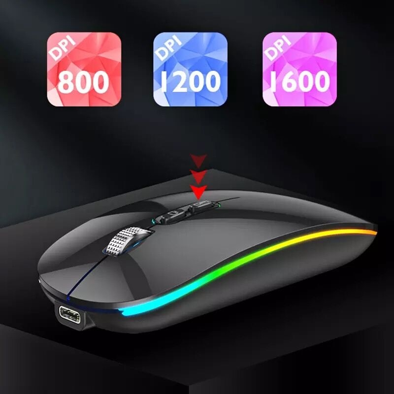Dual Mode Bluetooth Wireless Mouse with One-Click Desktop Function Type-C Rechargeable Silent Backlight Mice for Laptop PC New