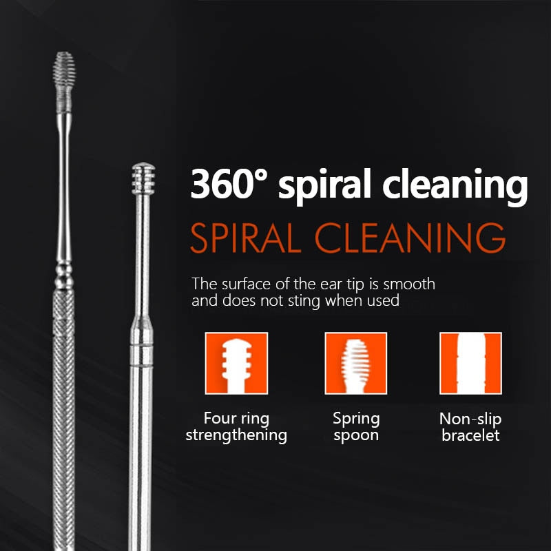 6Pcs/set Ear Wax Pickers Stainless Steel Earpick Wax Remover piercing kit  earwax Curette  Spoon Care Ear Clean Toolear cleaner