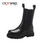 CXJYWMJL Plus Size Genuine Leather Women Chelsea Boots Elastic Band Platform Chimney Boot Ladies Autumn Booties Winter Warm Shoe