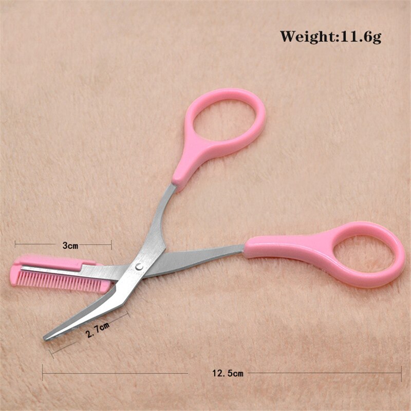 1 Pcs 3 Colors Eyebrow Trimmer Scissors with Comb Eyelash Hair Scissors Stainless Steel Eyebrow Razor Grooming Wenkbrauw Trimmer