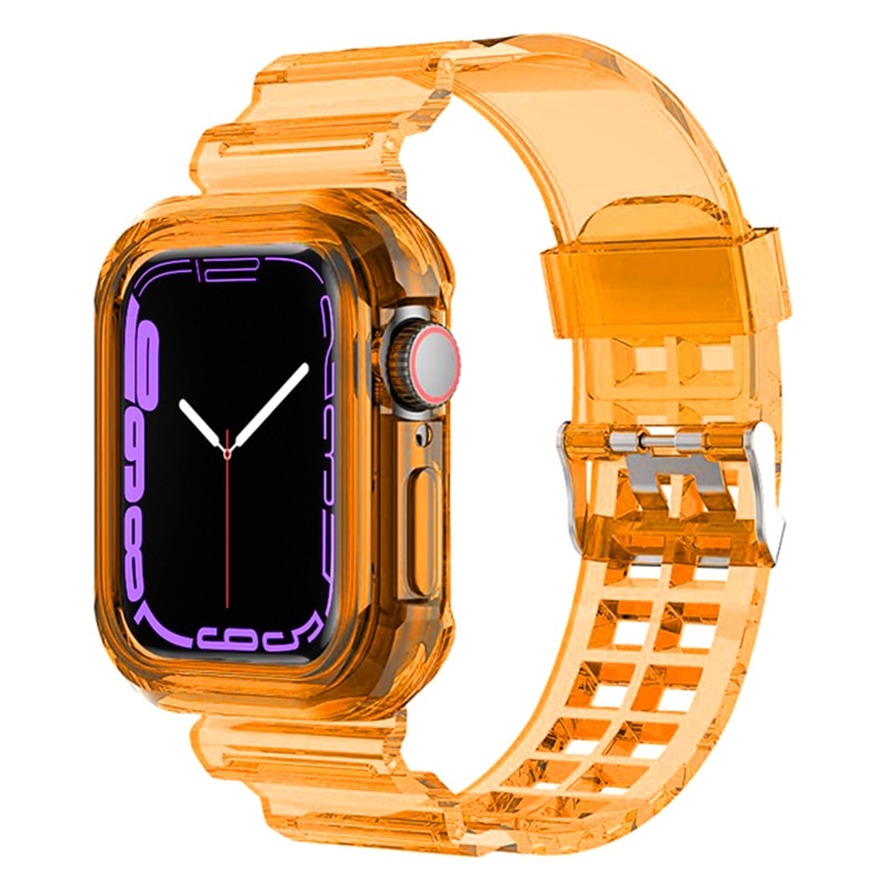 Clear Band + Case for Apple Watch 8 7 6 SE 5 3 2 Soft Transparent silicone Strap for iwatch Strap 40mm 44mm 42MM 41MM 45MM 49MM