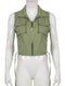 Sweetown Pockets Cargo Jacket Vest Female Stitching Shirring Drawstring Y2K Waistcoat Zip Up Casual Streetwear Corset Tanks