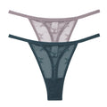 2PCS/Set Mesh Transparent Thong Women Panties Underwear Women Seamless G-String Female Underpants Intimates Lingerie S-XL