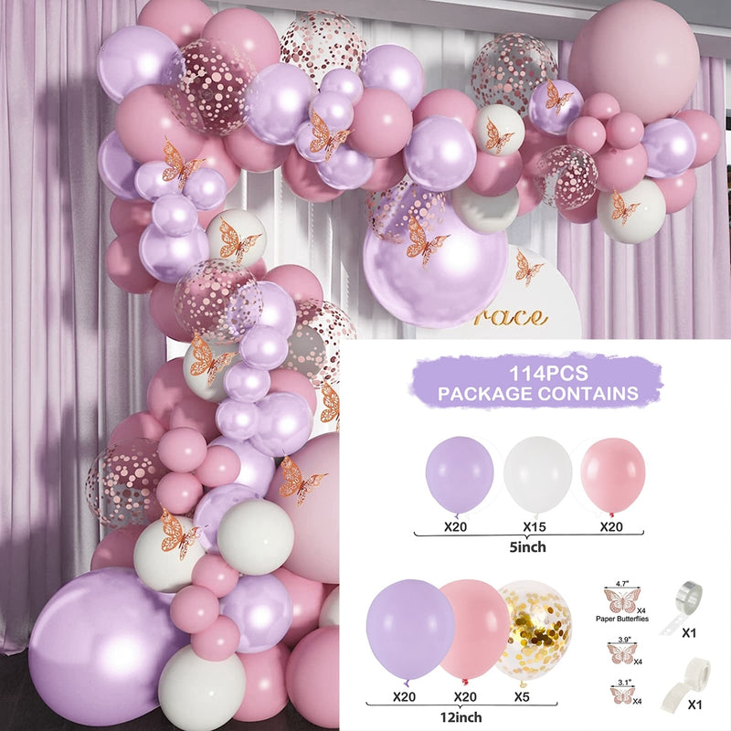 Macaron Pink Rose Balloon Garland Arch Kit Birthday Party Decorations Kids Latex Baloon Baby Shower Decor Globos