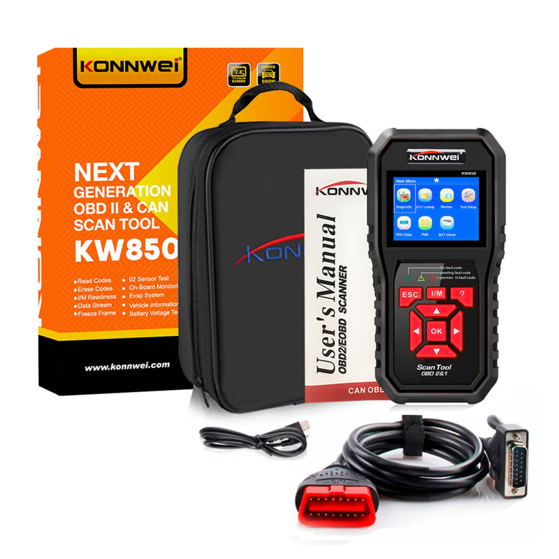 KONNWEI KW850 Car OBD2 Scanner Professional Car Diagnostic Scanner Tools OBD 2 Check Engine Check Automotive Code Reader Battery