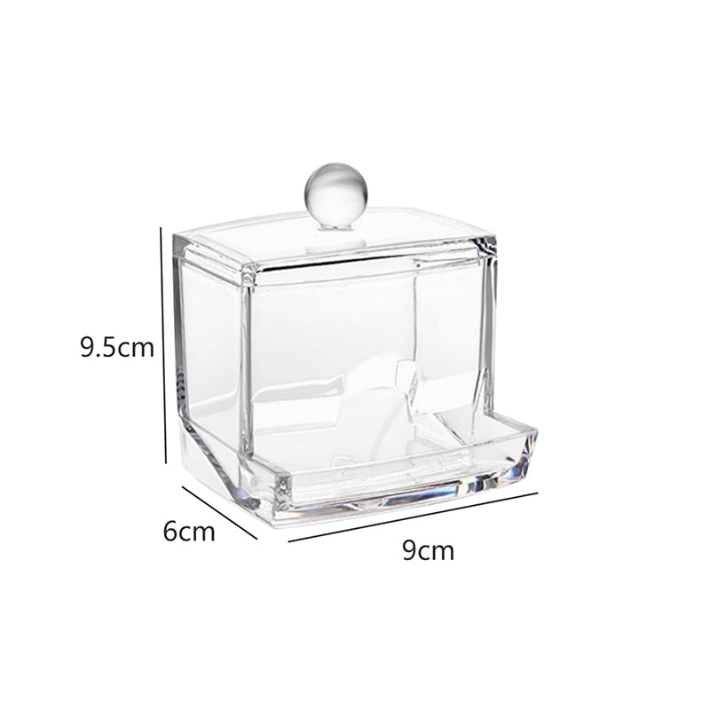 Acrylic Makeup Organizer Cotton Pad Storage Box For Cotton Swabs Rod Cosmetics Jewelry Organizer with Bamboo Lid Repacking Boxes