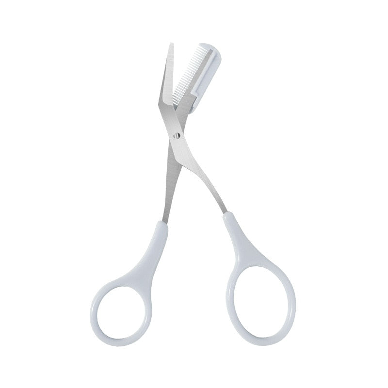 Eyebrow Trimmer Scissors Comb Stainless Steel Brow Hair Scissors Clips Shaping Razor Grooming Trimmer 1Pcs Makeup Accessories