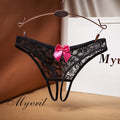 Sexy Crotch Opening Women&#39;s Panties Lingerie Lace Bowknot G-string Thong Floral Temptation Underwear for Ladies Erotic Pantys