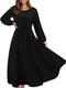 Women Elegant Floral Printed Long Dresses Spring Summer Casual O Neck Long Sleeve Ladies Chic High Waist A Line Beach Dresses