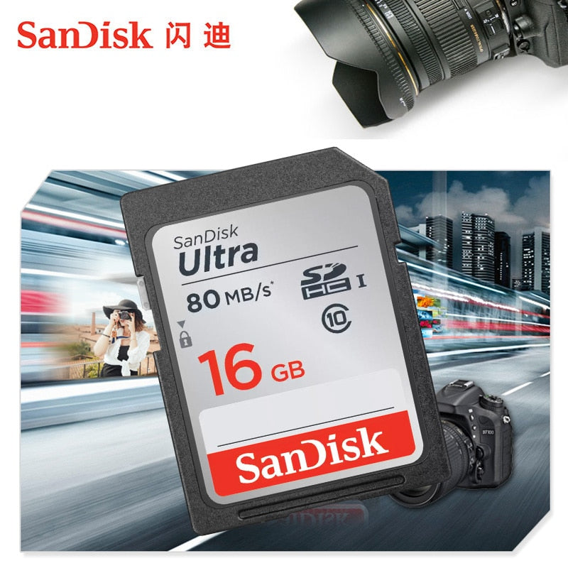 SanDisk Ultra Original SD card 8GB 16GB 32GB SDHC 64GB 128GB 256GB SDXC Class10 Memory Card C10 R80mb/s USH-1 Support for Camera