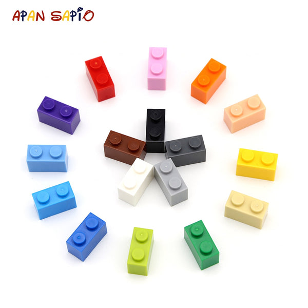 100pcs DIY Building Blocks Thick Figures Bricks 1x2Dots Educational Creative Size Compatible With 3004 Plastic Toys for Children