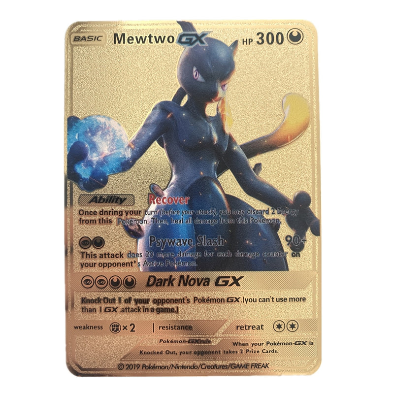 Newest Pokemon Vmax V GX EX Shiny Gold Metal Card PV French Game Tag Team Fighting Ordering Series Child Christmas Gift