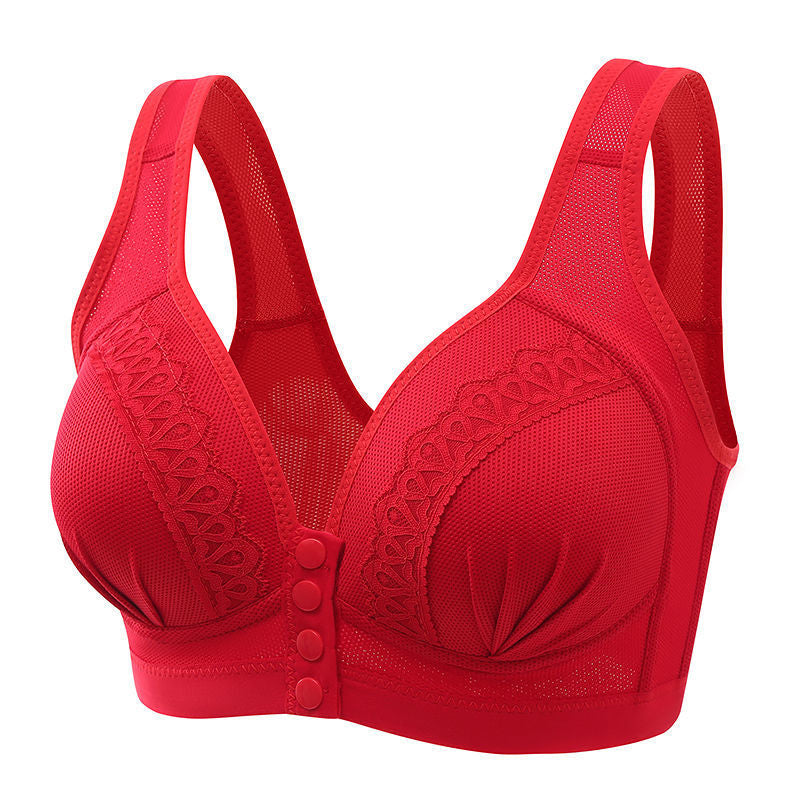 3PCS New Arrival Large Size Front Button Comfortable Gather Bra Breathable Thin Section Without Steel Ring Women Underwear 105