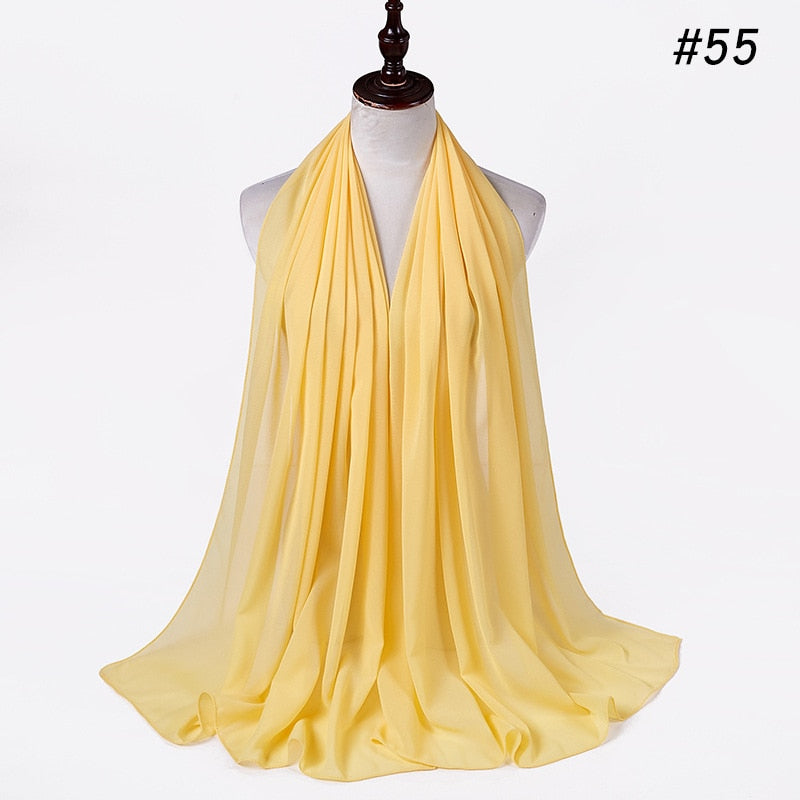 Hijab Scarf 72*175cm Plain Chiffon Scarves For Women Muslim Fasion Islam Clothing Headscarves Shawl For Ladies Headwrap Ramadan