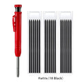 Solid Carpenter Pencil with Refill Leads and Built-in Sharpener for Deep Hole Mechanical Pencil Marker Marking Woodworking Tools