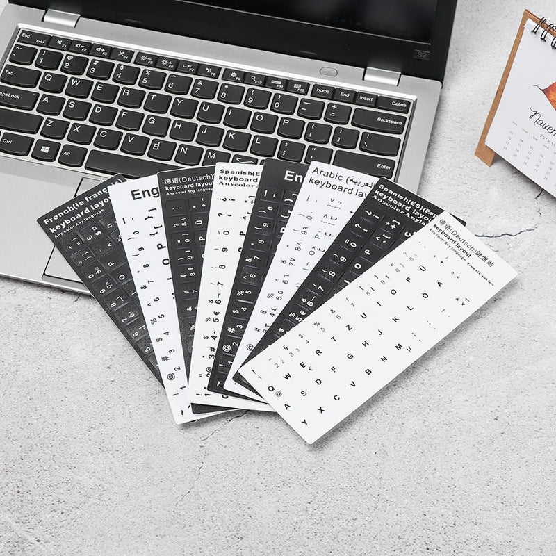 Keyboard Stickers Alphabet Layout English Russian Spanish Deutsch Arabic Laptop Desktop Tool Wear-resistant Non-slip Stickers