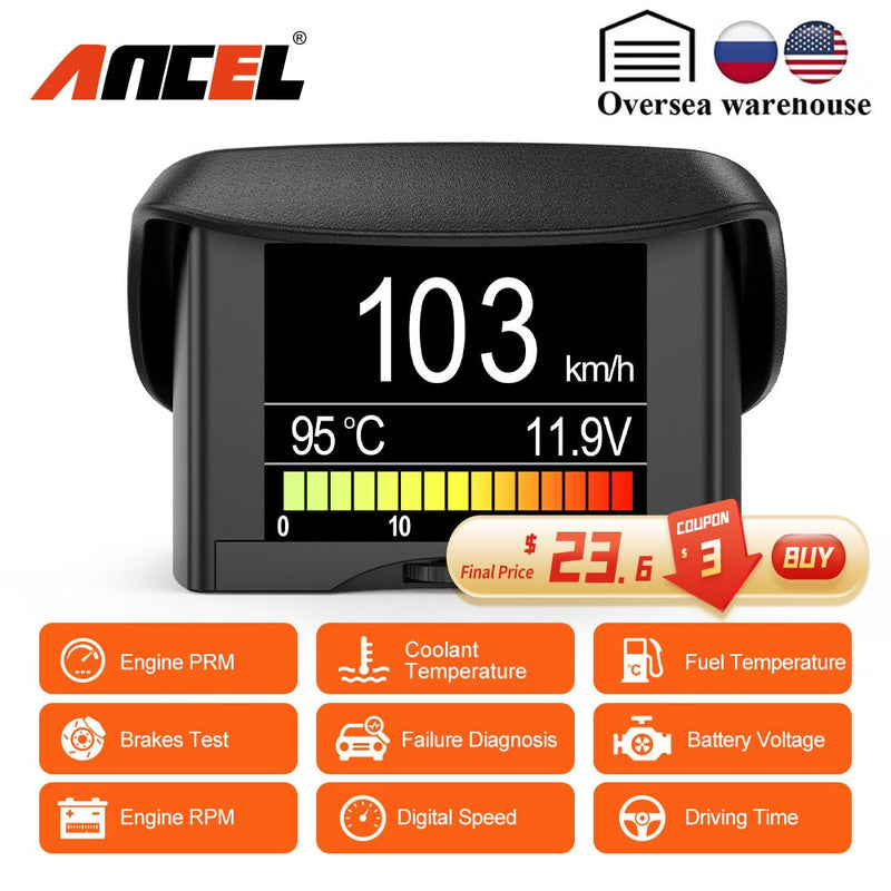 Automobile On-board Computer ANCEL A202 Car Digital OBD 2 Computer Display Speed Fuel Consumption Temperature Gauge OBD2 Scanner