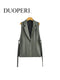 DUOPERI Jacket Women Blazer Gilet Sleeveless Vest Fashion Casual Streetwear Woman Waistcoat Tops veste femme