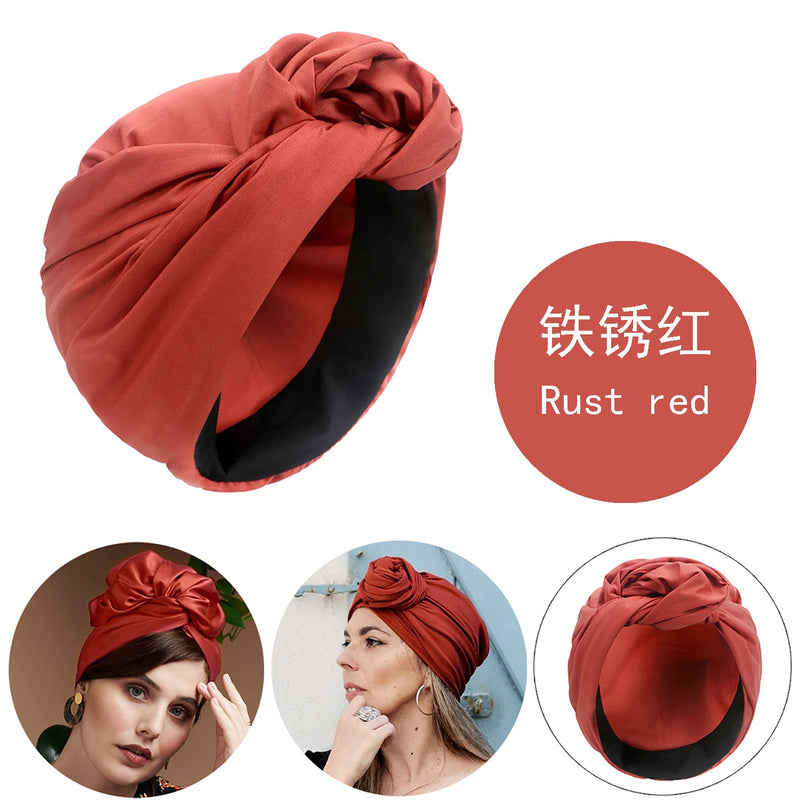 French Vintage Turban Hat Fashion Female Bandana Headband Women&